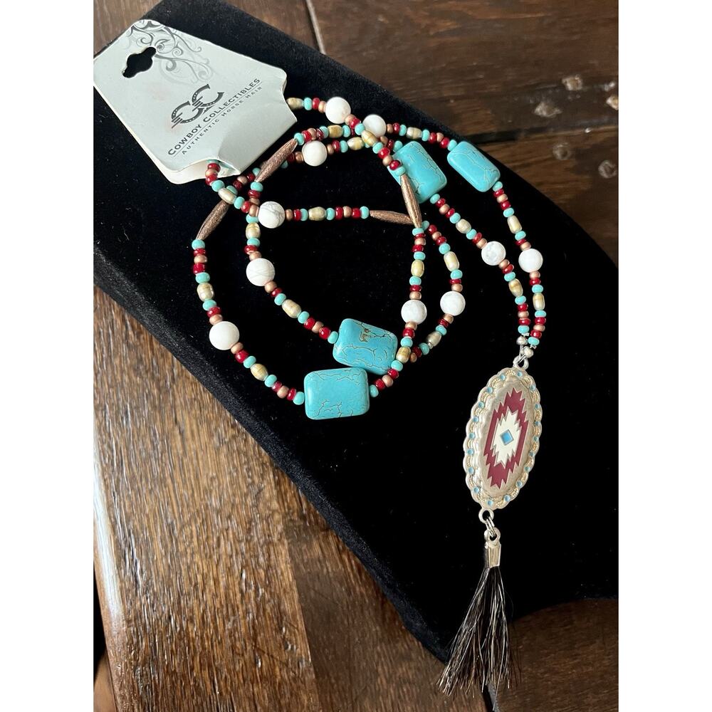 Cowboy Collectables Howlite & Mixed Material Necklace with 15 “ Drop, NWT